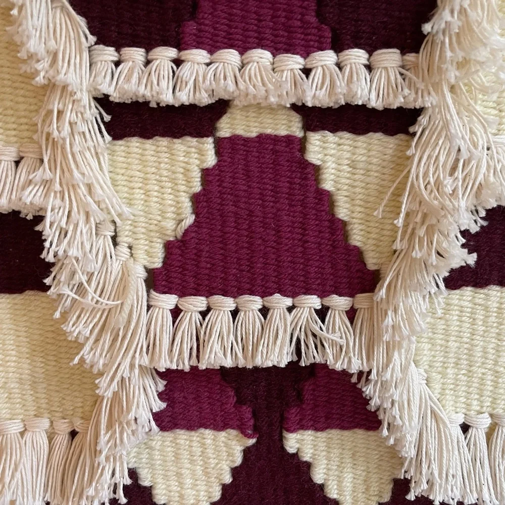 Handmade Beautiful Burgundy Ivory & darker ivory Tapestry Christmas gift!